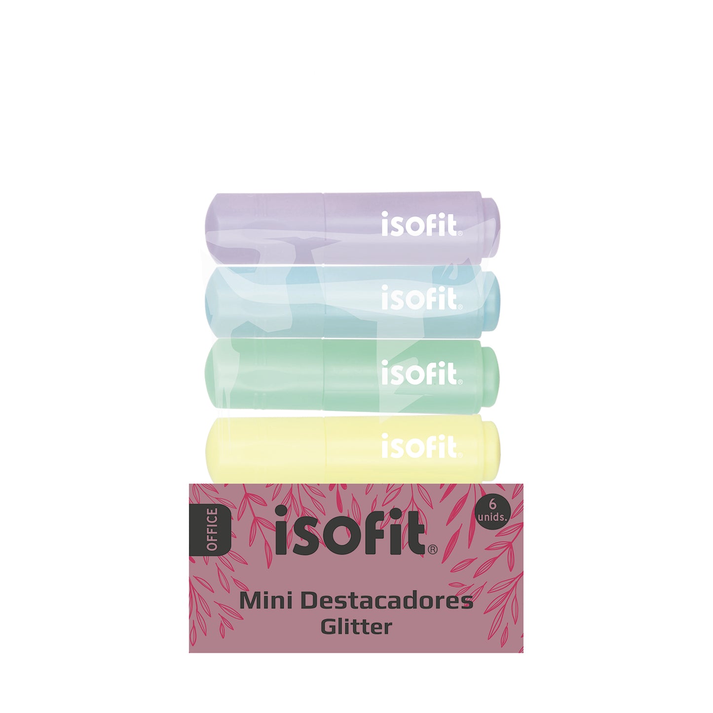 DESTACADOR MINI 6 COLORES GLITTER ISOFIT-DSG/W