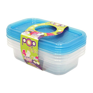 JUEGO RECIPIENTE POP RECT 520ML (4 PZS)