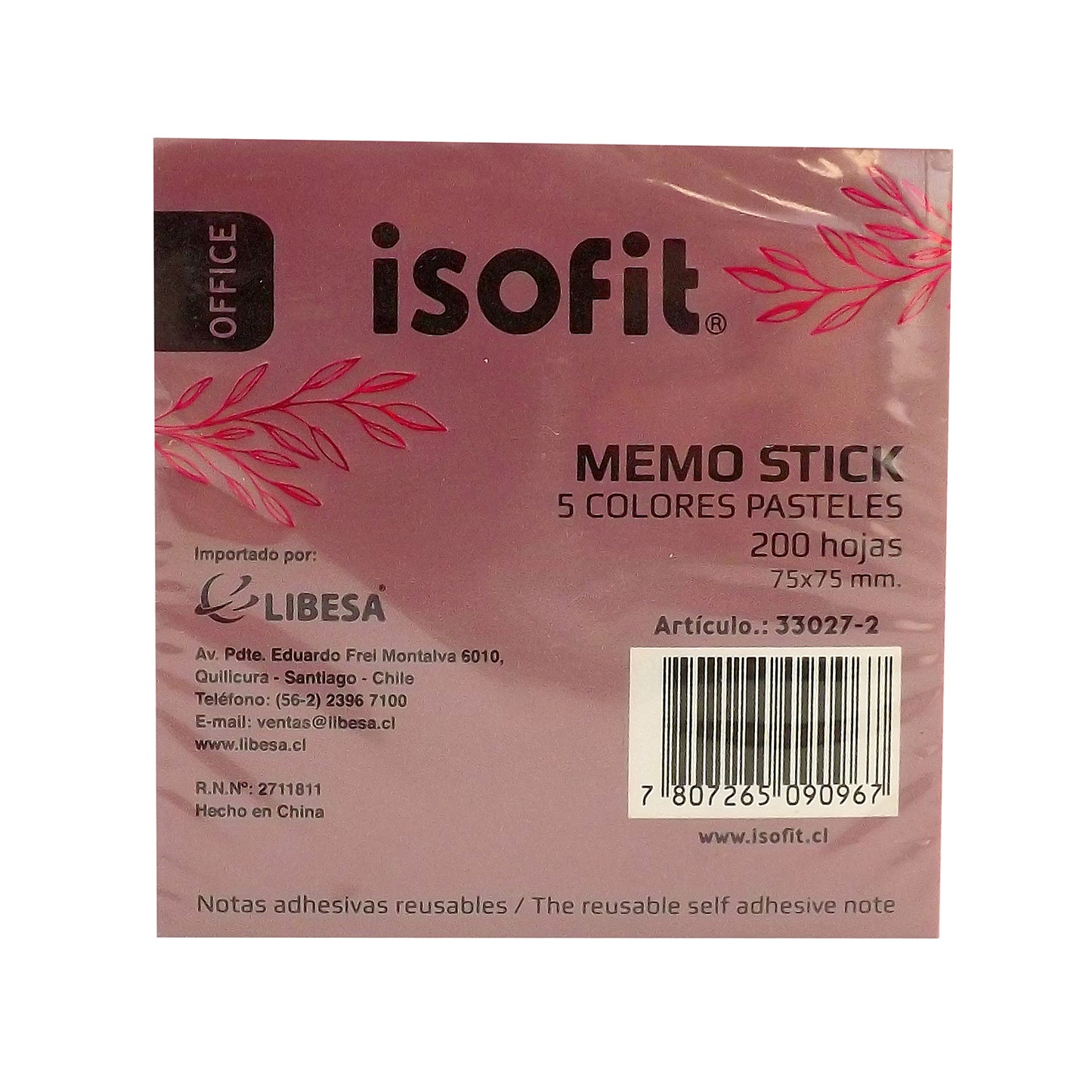 NOTAS ADH. MEMO STICK ISOFIT 75x75