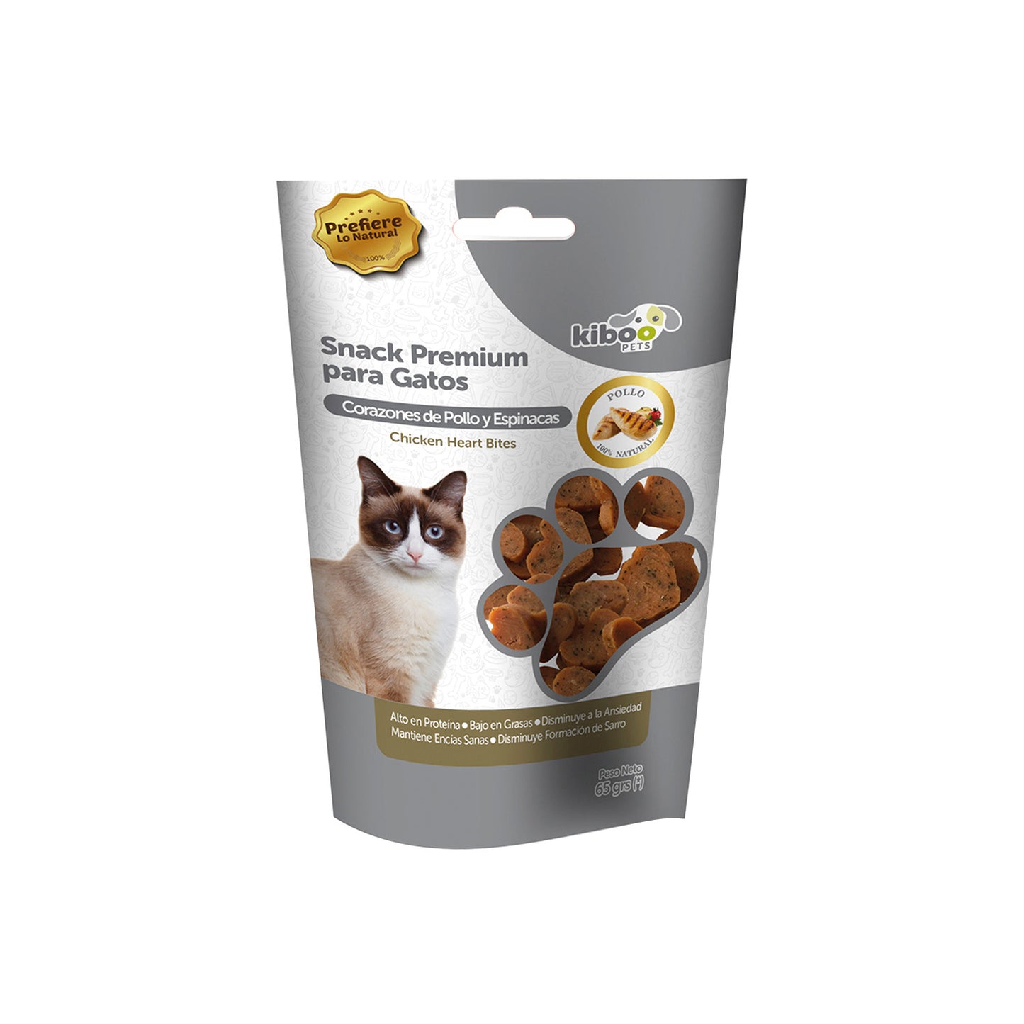 CORAZONES KIBOO PETS DE POLLO Y ESPINACA P/GATO