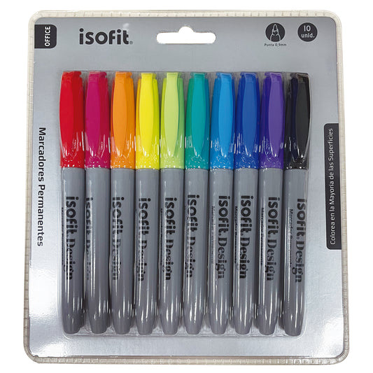 MARCADOR PERMANENTE P.FINA 10 COLORES ISOFIT-DSG