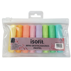 DESTACADOR MINI 8 COLORES PASTELES ISOFIT-DSG/W