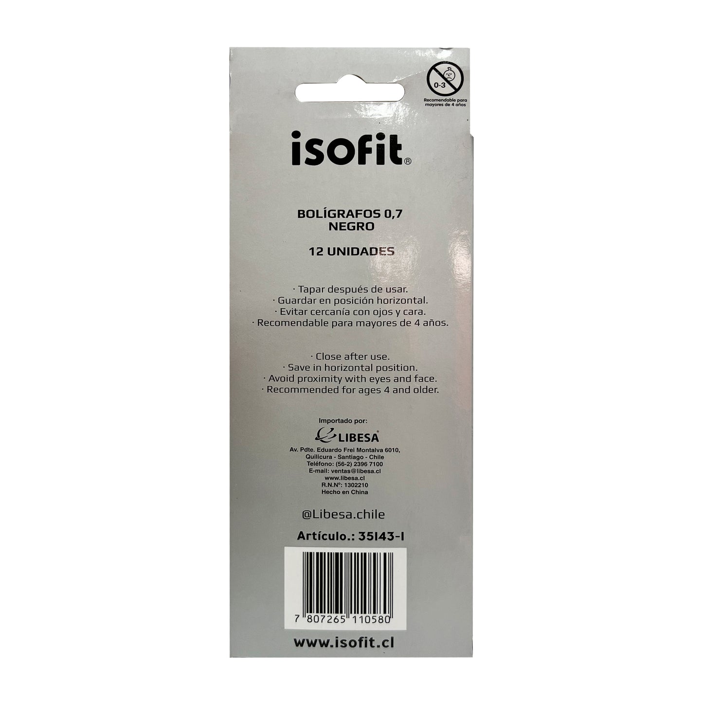 BOLIGRAFO GEL ISOFIT 0,7MM NEGRO