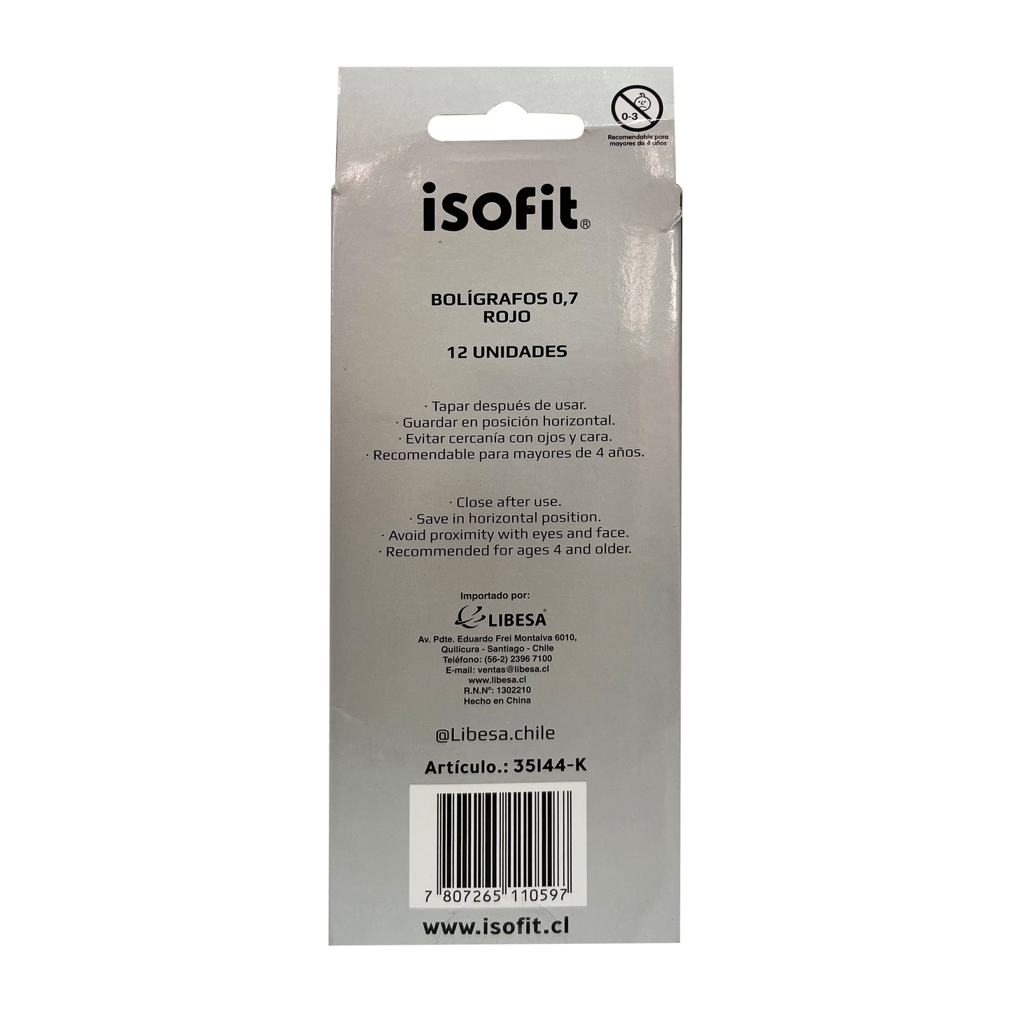 BOLIGRAFO GEL ISOFIT 0,7MM ROJO