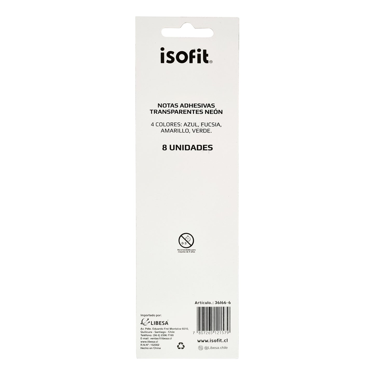 BLI.TIRAS ADHESIVAS NEON TRANS.ISOFIT-DSG/W 4col