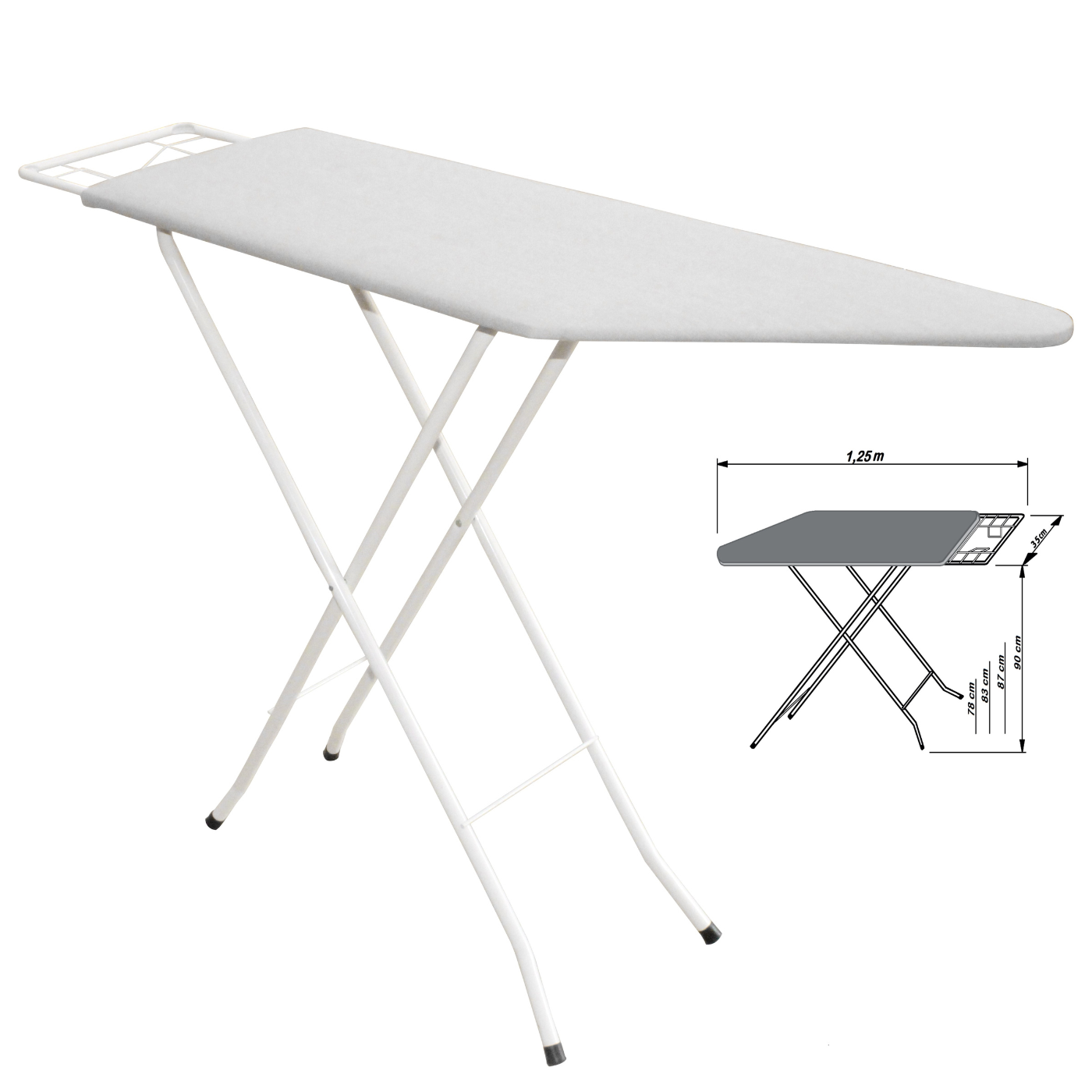 TABLA DE PLANCHAR ANATOMICA GRIS 129X56X100CM  MAXEB