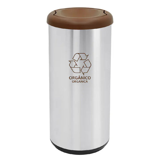 Basurero Acero Inox 40L Tramontina Tapa Vaivén Café