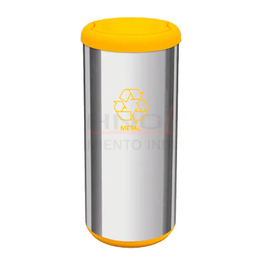 Basurero Acero Inox 40L Tramontina Tapa Vaivén Amarillo