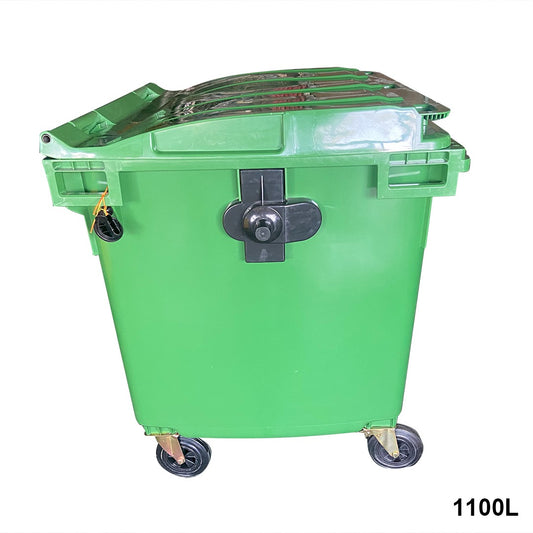 Contenedor de Residuos Plastico con Ruedas Verde 1100 LTS - Canales Distribución