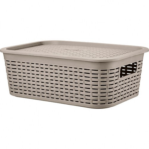 Canastilla organizadora Tavarua con tapa 13L Blanco Reyplast