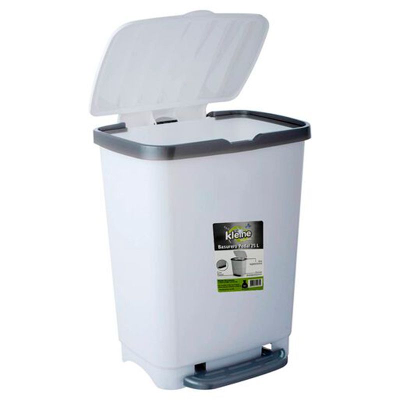 Basurero Pedal 25 Lts. con Sujeta Bolsa 50x70 Gris Reyplast