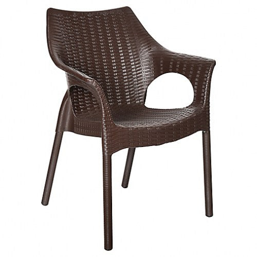 SILLA CON BRAZO RATAN PATA ALUMINIO