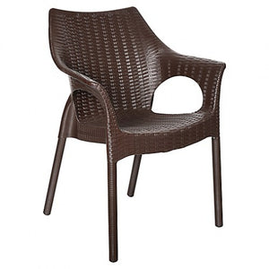 SILLA CON BRAZO RATAN PATA ALUMINIO